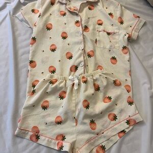 Strawberry Print Kids Pajamas Set